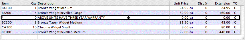 Moving lines in a transaction